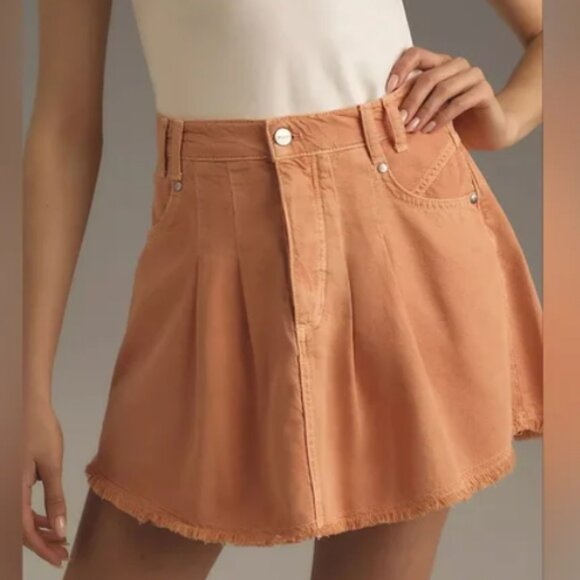 Anthropologie Dresses & Skirts - Anthropologie Orange Denim mini Skirt